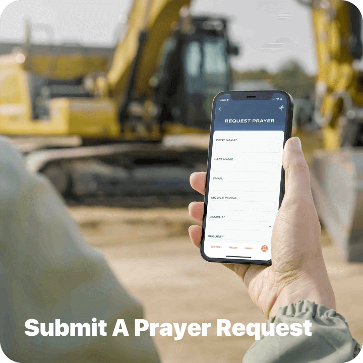 Person submitting a prayer requests on the Pinelake App using there smartphone